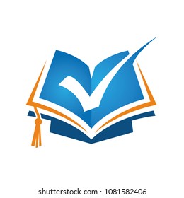 education book logo. illustration logo. knowledge graduation logo. vector logo