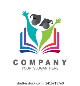 Education book logo sign symbol icon, colorful icon, academy symbol, student and academy, human and  book symbol