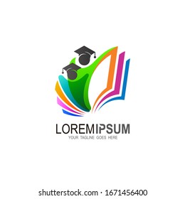 Education book logo sign symbol icon, colorful icon, student and academy, human and  book symbol, paper logo with student