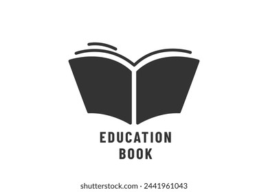 Ilustración de diseño vectorial de logotipo de libro de educación. Concepto abstracto de la marca del negocio con el libro simple, signo del texto. Aislado sobre fondo blanco.