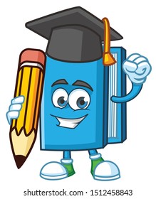 education book mascot character design vector with graduation hat
