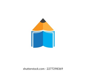 Education Book Pencil Logo Concept icon sign symbol Element Design. Learning, Courses, E-book, Graduation, Book Store and Academy Logotype. Vector illustration template  