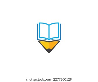 Education Book Pencil Logo Concept sign symbol icon Element Design. Courses, Learning, E-book, Graduation, Book Store and Academy Logotype. Vector illustration template