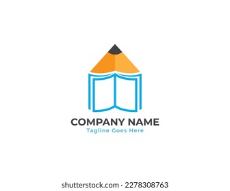 Education Book Pencil Logo Concept sign symbol icon Element Design. E-book, Graduation, Library, Courses, Book Store and Academy Logotype. Vector illustration template  