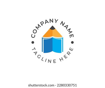 Education Book Pencil Logo Concept sign symbol icon Element Design. Graduation, Courses, E-book, Library, Book Store and Academy Logotype. Vector illustration template  