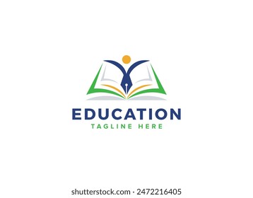 Education Book Person Logo Design with Vector Format