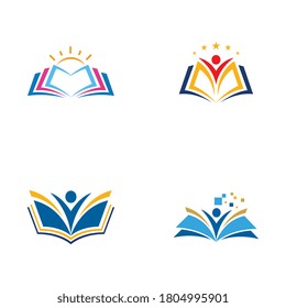 Diseño de icono de la plantilla de libros de educación
