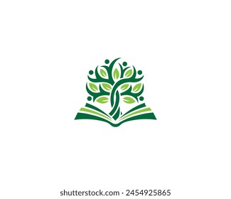 Education book and tree vector logo design illustration.