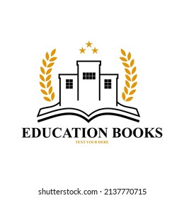 Education Book Vector Logo Template. School Building Design Symbol.