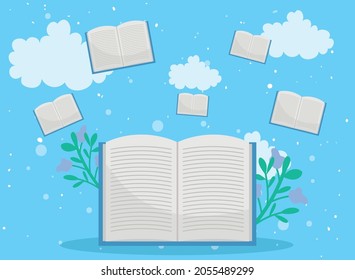 education books in front of sky