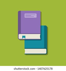 Education books, library. Flat, simple design.