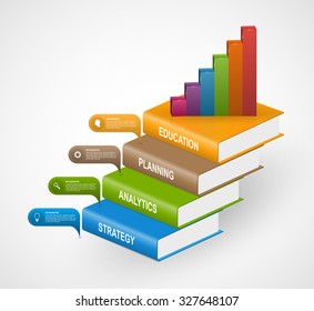 Education books step option Infographics design template. Vector illustration.