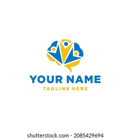 Education, brain, learning logo concept
