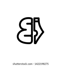 Education brain pen logo, simple modern concept. Can use for logo, icon, symbol, mascott vector
