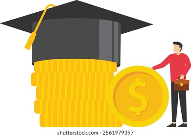 Education brings money and wealth, Vector illustration design concept in flat style

