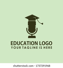 education broadcast logo template vector, university, student, graduation podcast logo template