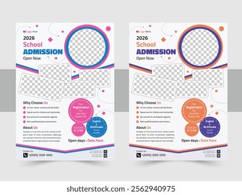 Education Brochure Template Layout, a bundle of 2 templates of a4 flyer, education and school admission flyer, poster layout, book cover, leaflet, template.