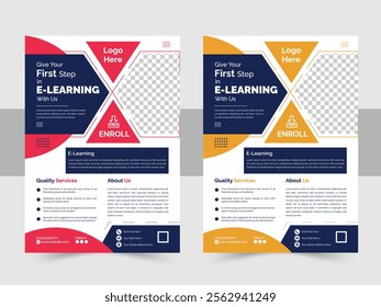 Education Brochure Template Layout, a bundle of 2 templates of a4 flyer, education and school admission flyer, poster layout, book cover, leaflet, template.