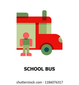 Education Bus Flat icons.Back to school Concept Color illustration icons.