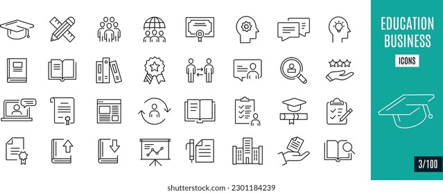 Education and business line icons. Graduation, professor, certificate,...