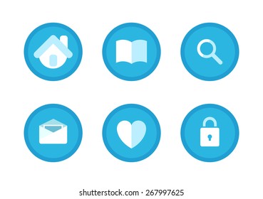 Education, Business and Office Set icons in flat style round form. Vector Illustrations isolated on white background