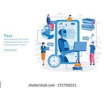 Education or business training using artificial intelligence, Vector illustration for web banner, infographics, mobile. AI