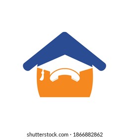 Education Call vector logo design template. Graduation cap and handset with house icon logo.