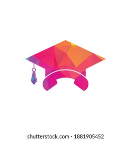 Education Call vector logo design template. Graduation cap and handset icon logo.