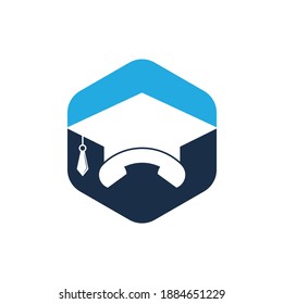 Education Call vector logo design template. Graduation cap and handset icon logo.