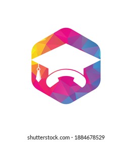 Education Call vector logo design template. Graduation cap and handset icon logo.