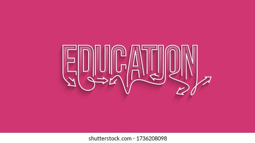 Education Calligraphic line art Text shopping poster vector illustration Design.