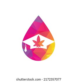 Design des Creative Cannabis Logo-Designs. Graduationsmütze und Marihuana Logo Symbol-Vorlage.