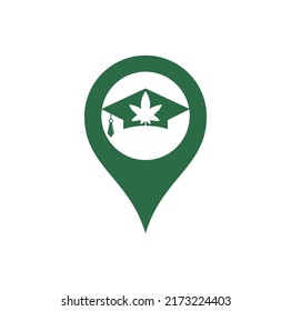 Educación Diseño del logo del concepto de forma de cannabis gps. Captura de graduación y plantilla de icono del logo de la marihuana.