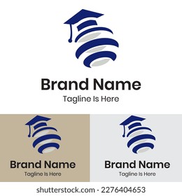 education cap with earth logo design
