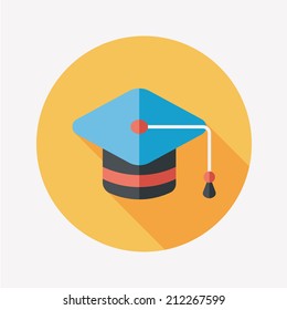 Education Cap flat icon with long shadow,eps10