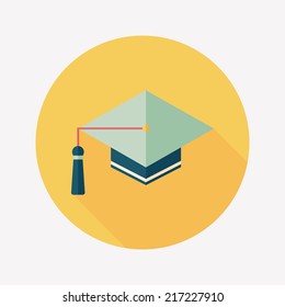 Education Cap flat icon with long shadow,eps10