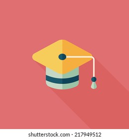 Education Cap flat icon with long shadow,eps10