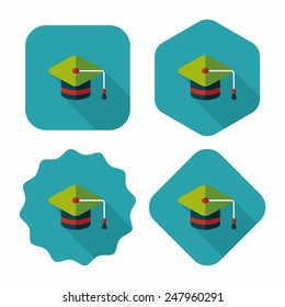 Education Cap flat icon with long shadow,eps10