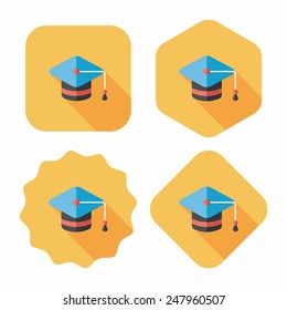 Education Cap flat icon with long shadow,eps10