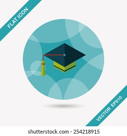 Education Cap flat icon with long shadow,eps10