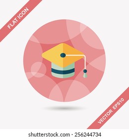 Education Cap flat icon with long shadow,eps10