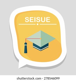 Education Cap flat icon with long shadow,eps10