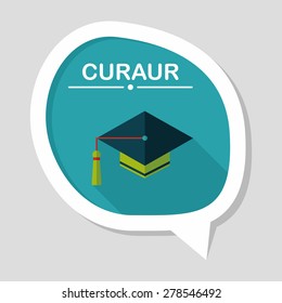 Education Cap flat icon with long shadow,eps10