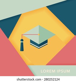 Education Cap flat icon with long shadow,eps10