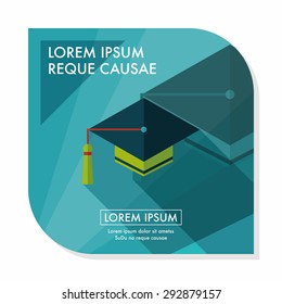 Education Cap flat icon with long shadow,eps10