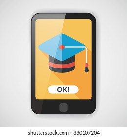 Education Cap flat icon with long shadow,eps10
