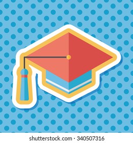 Education Cap flat icon with long shadow,eps10