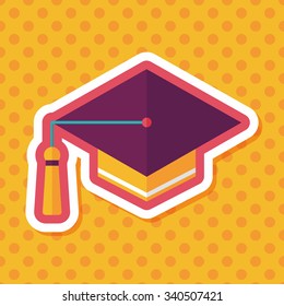 Education Cap flat icon with long shadow,eps10