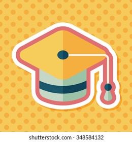 Education Cap flat icon with long shadow,eps10