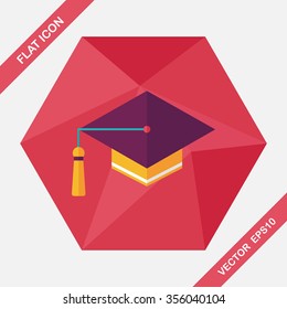 Education Cap flat icon with long shadow,eps10